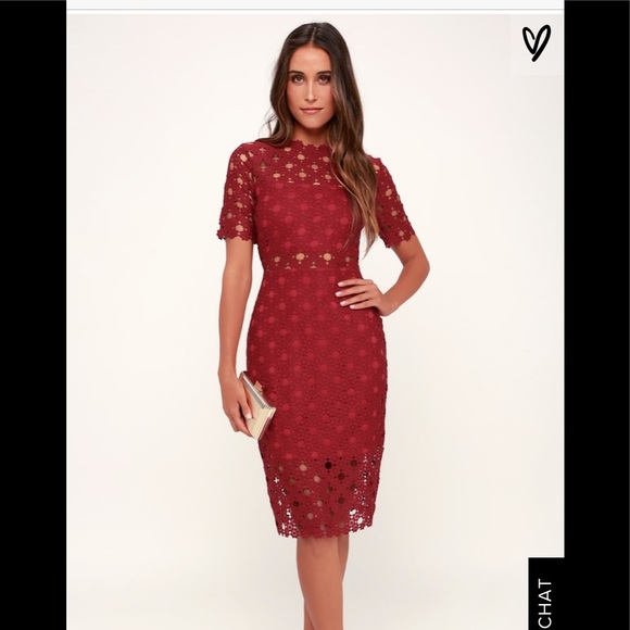 wine red midi dress